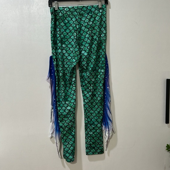 MERMAID YOGA PRINT LEGGINGS GREEN BLUE WOMENS SIZE 4 - Picture 3 of 8